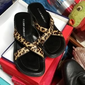 leopard print calfhair and leather sandals